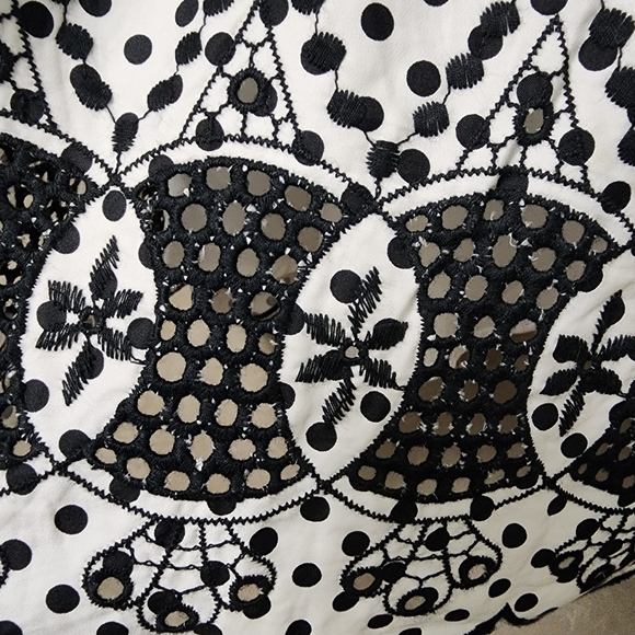 Talbots Black and White Polka Dot Beautiful and Unique Eyelet Skirt Set 16p - Picture 7 of 12